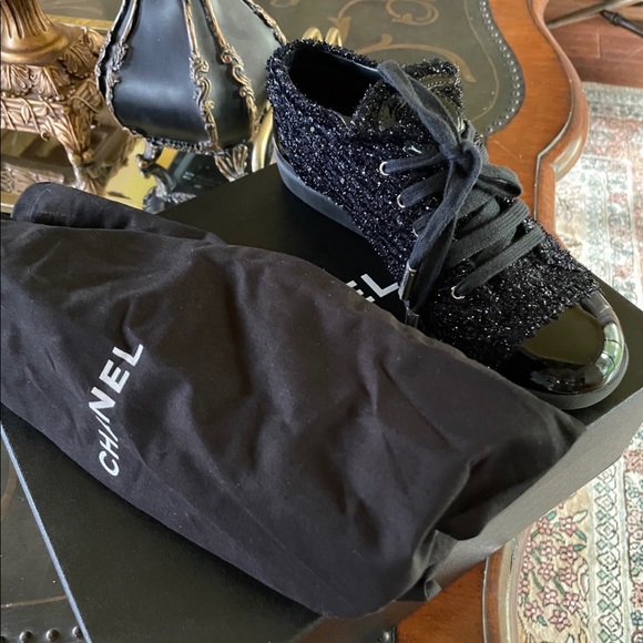 Chanel tweed lace-up sneakers - Picture 1 of 3